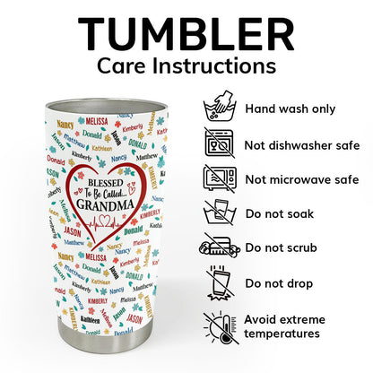 Blessed To Be Called Grandma - Personalized Stainless Steel Tumbler
