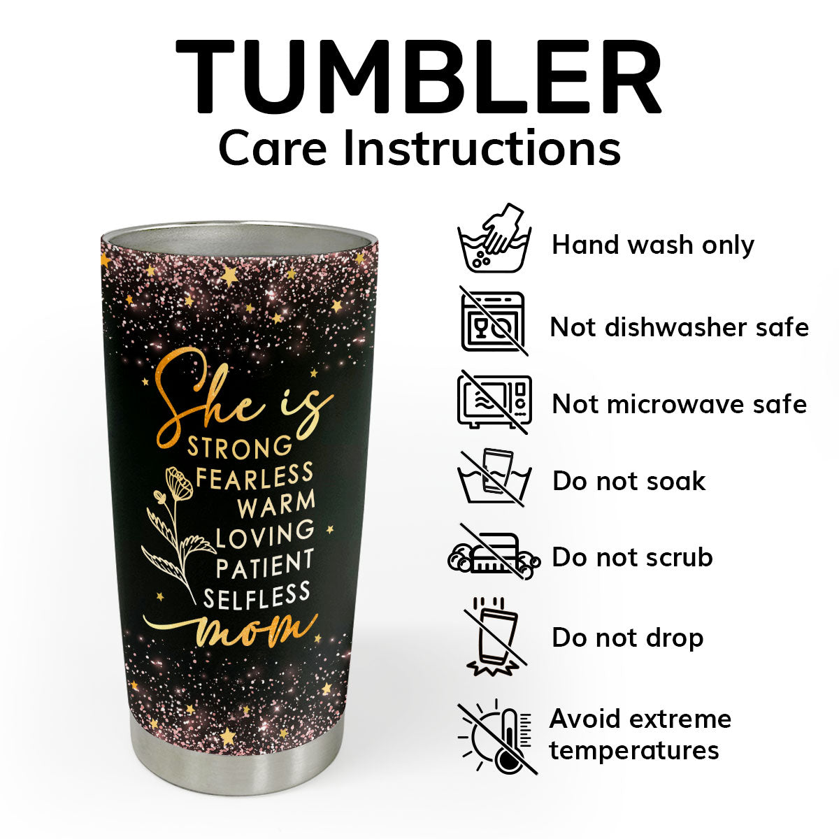 She Is Strong - Personalized Stainless Steel Tumbler