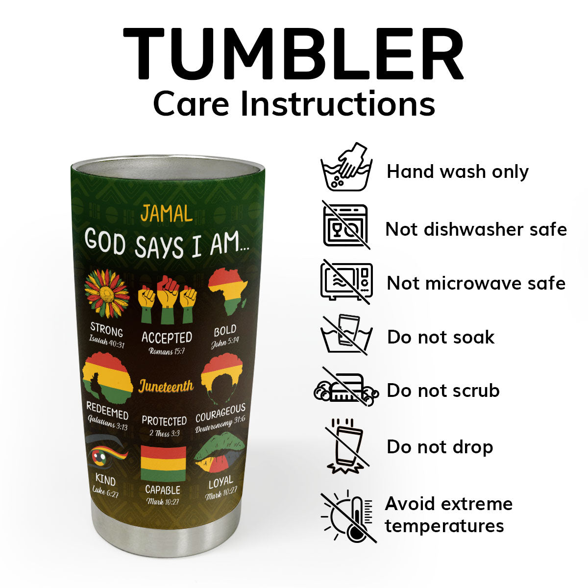 God Says I Am - Personalized Stainless Steel Tumbler