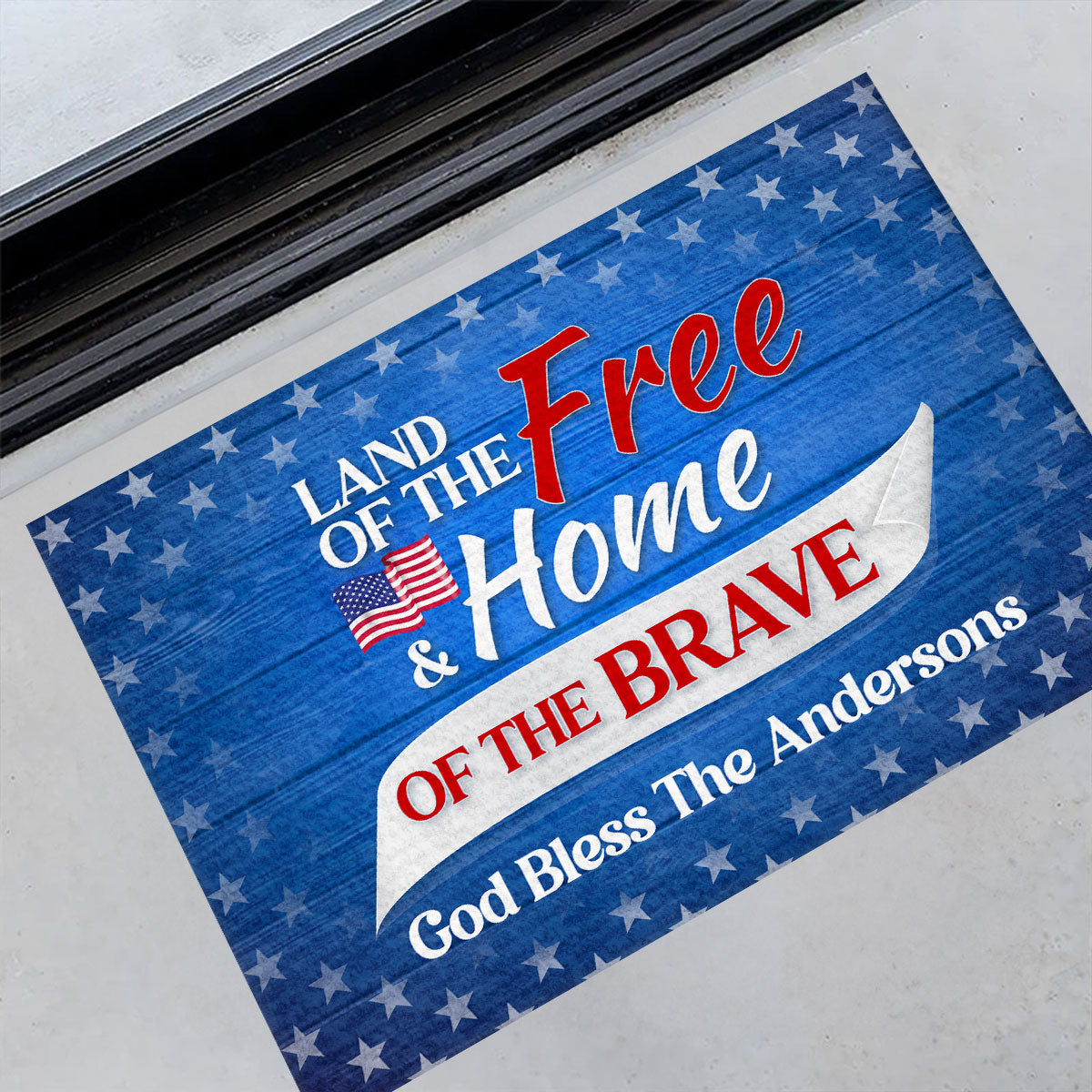 Land Of The Free And Home Of The Brave - Personalized Doormat GDMJS10084