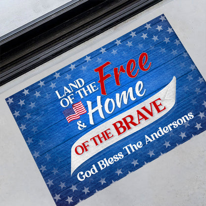 Land Of The Free And Home Of The Brave - Personalized Doormat GDMJS10084