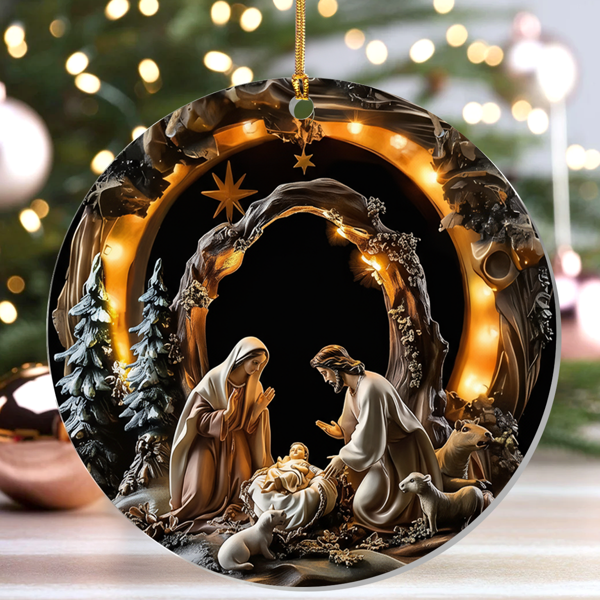 Nativity Scene Christmas - Acrylic Ornament - Holiday Decor GOJS10049