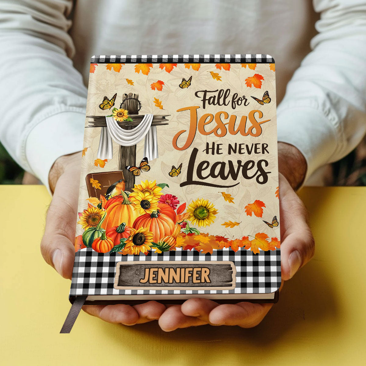 Fall For Jesus - Personalized Leather Cover Notebook GMJSNB200081