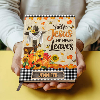 Fall For Jesus - Personalized Leather Cover Notebook GMJSNB200081