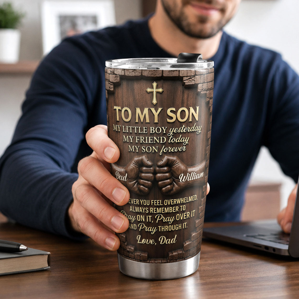 Faith-Inspired Gift for Son - Personalized Stainless Steel Tumbler