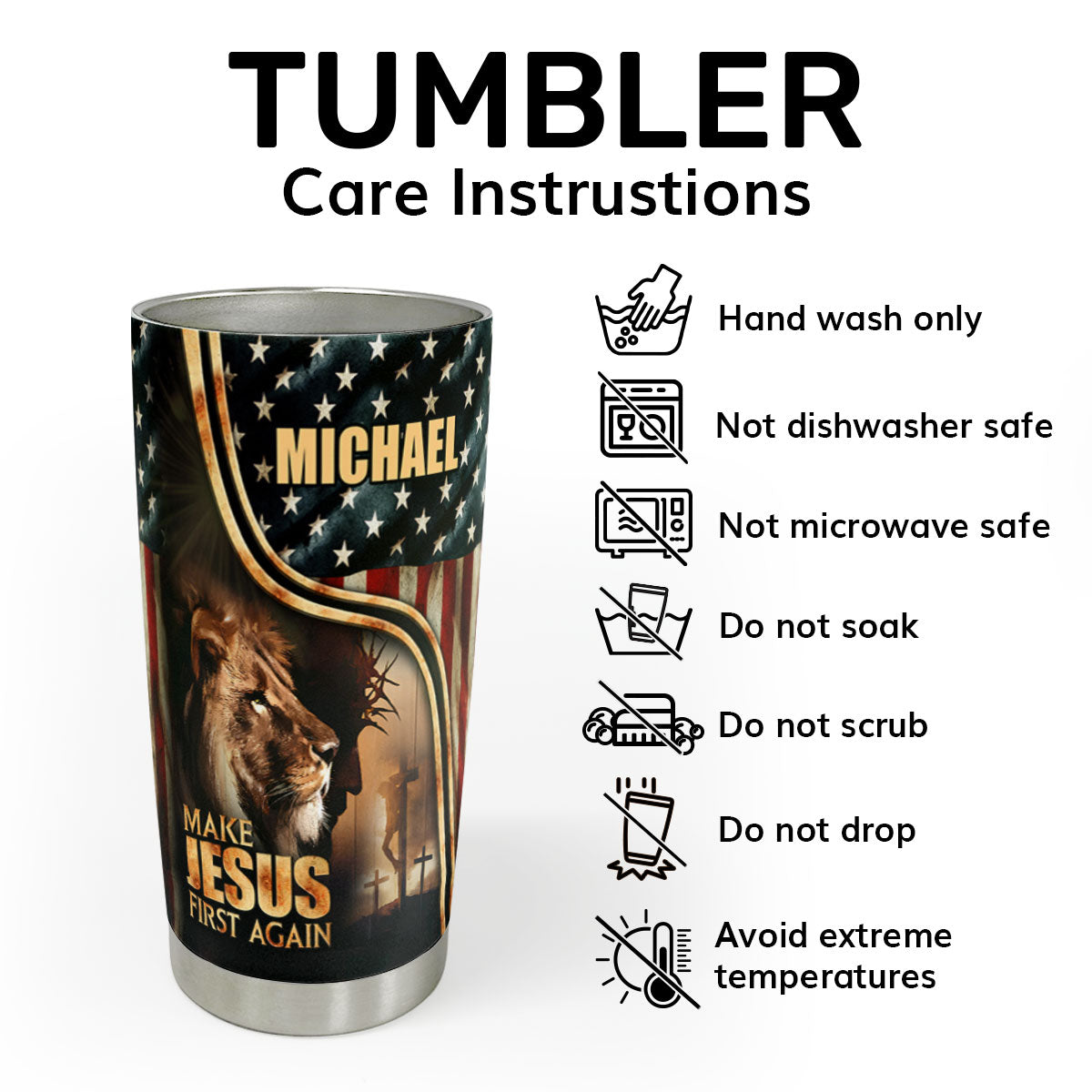 Make Jesus First Again - Personalized Stainless Steel Tumbler