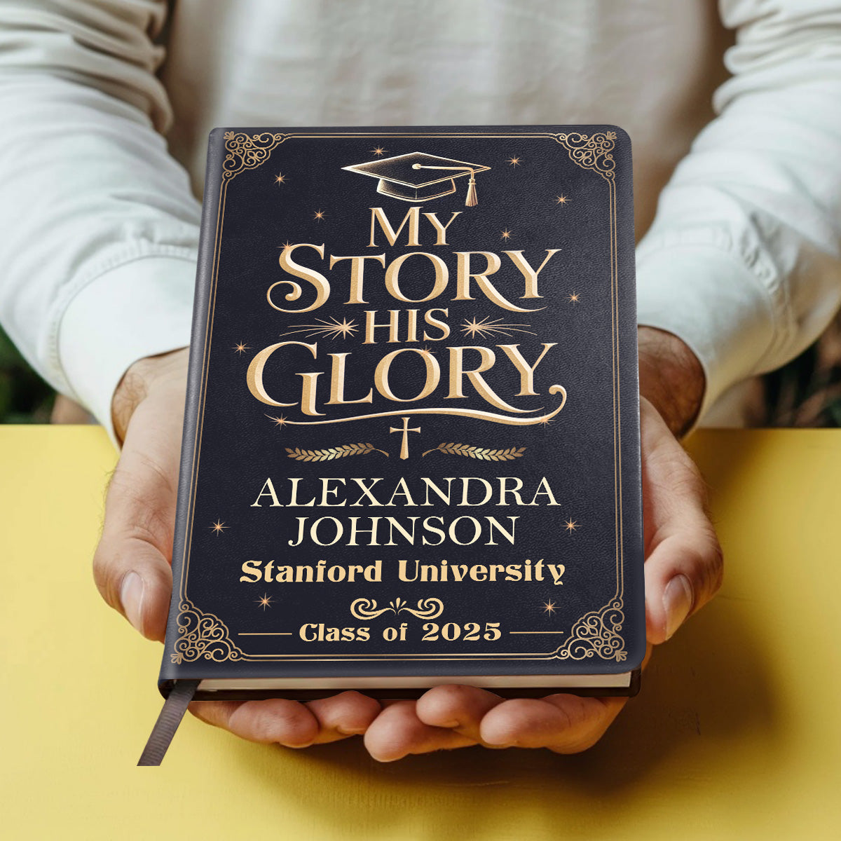 My Story His Glory - Personalized Leather Cover Notebook - Gift For Graduate GMJSNB200094