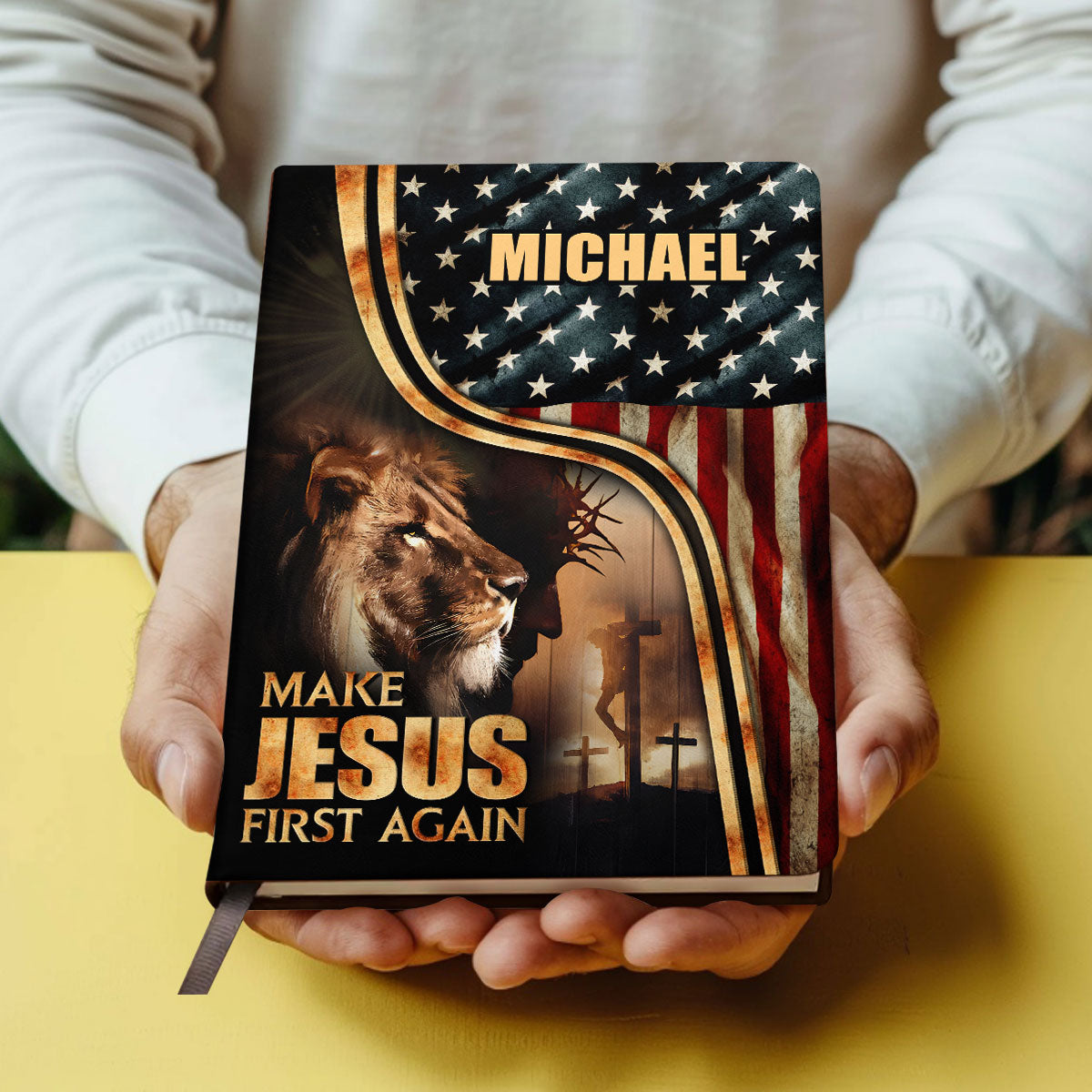 Make Jesus First Again - Personalized Leather Notebook GMJSNB200108