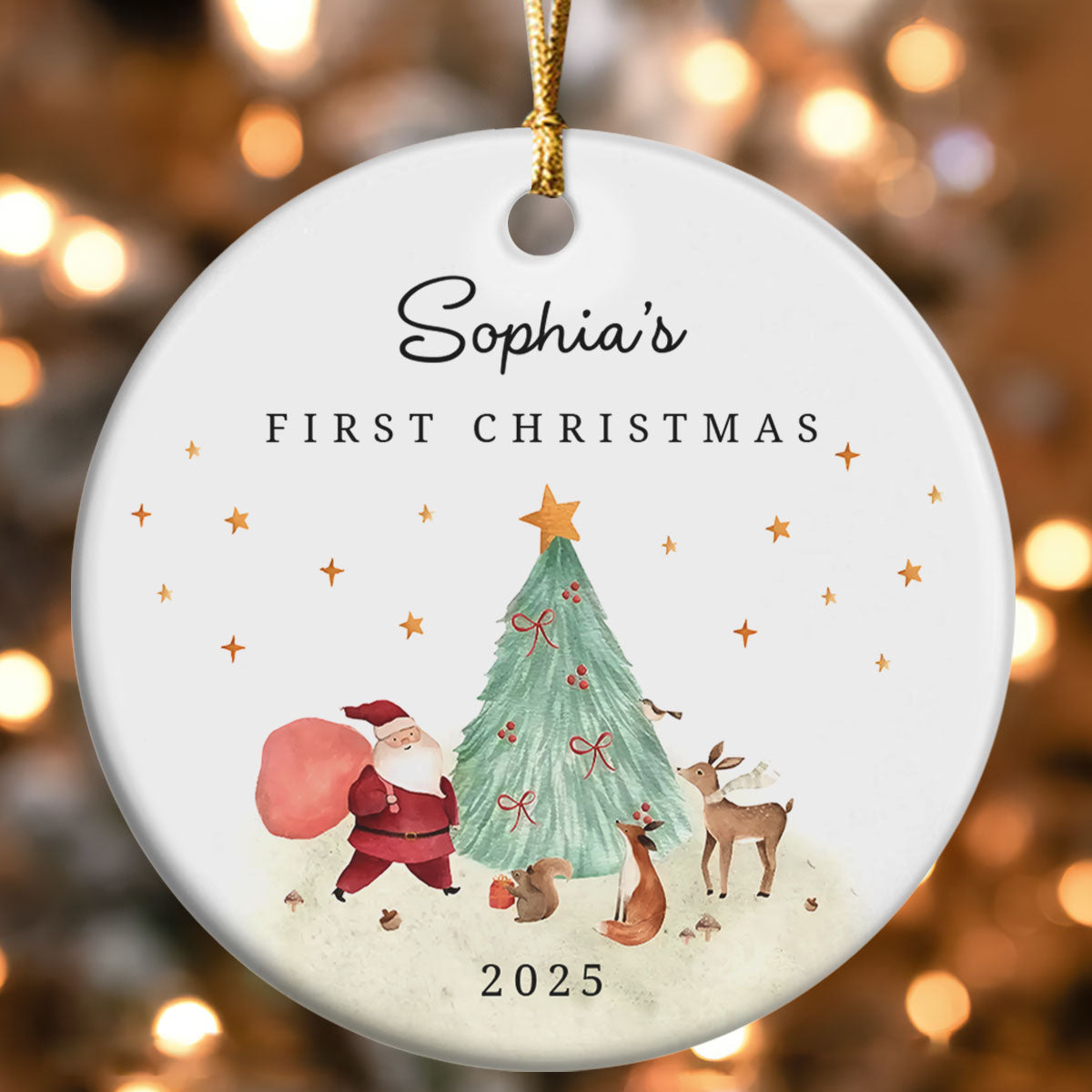 First Christmas - Personalized Round Ceramic Ornament GOJS10037