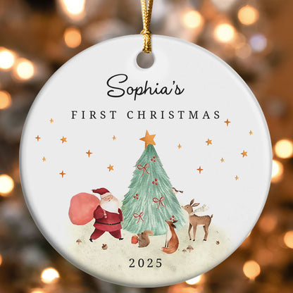 First Christmas - Personalized Round Ceramic Ornament GOJS10037