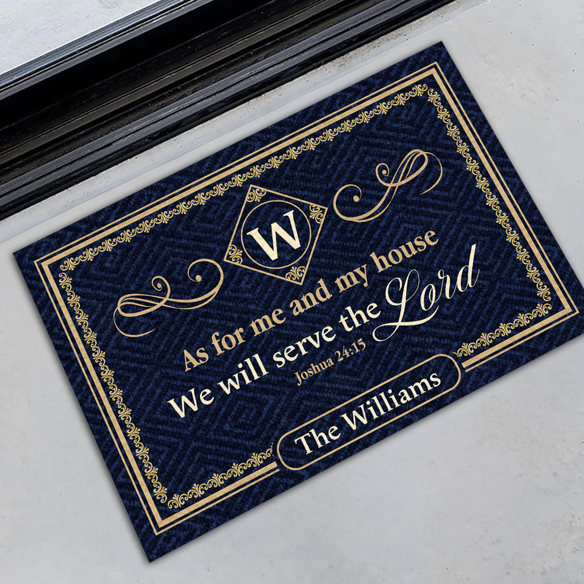 Gift For Family - As For Me And My House We Will Serve The Lord - Personalized Doormat Custom Name Christian Home Decor