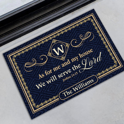 Gift For Family - As For Me And My House We Will Serve The Lord - Personalized Doormat Custom Name Christian Home Decor