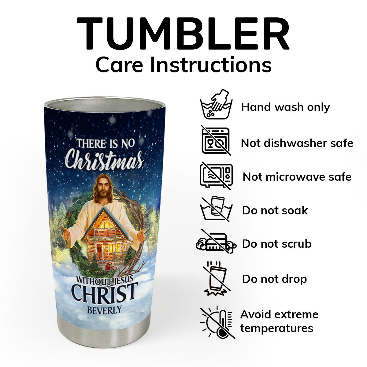 There Is No Christmas Without Jesus - Personalized Stainless Steel Tumbler