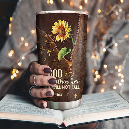 She Will Not Fall - Personalized Christian Tumbler