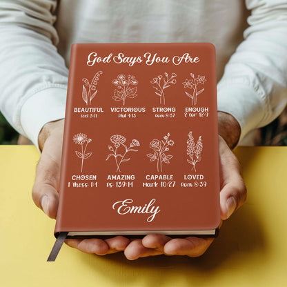 God Says You Are - Personalized Leather Cover Notebook GMJSNB200067