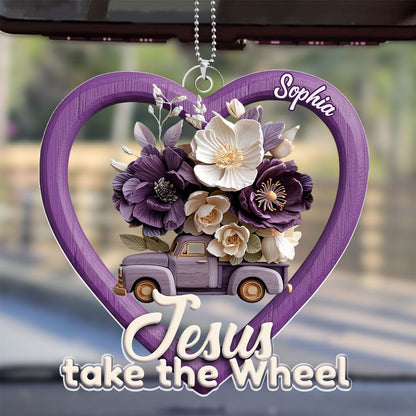 Jesus Take The Wheel - Personalized Car Acrylic Hanging Ornament GOJS10344