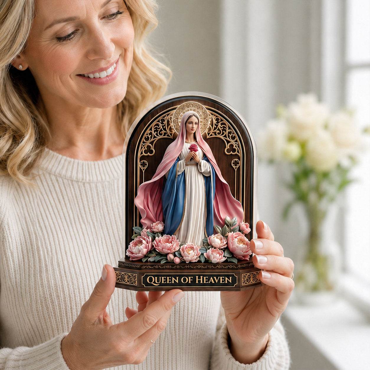 Queen Of Heaven - Personalized Acrylic Plaque - Gift for Mom GAPJS10034