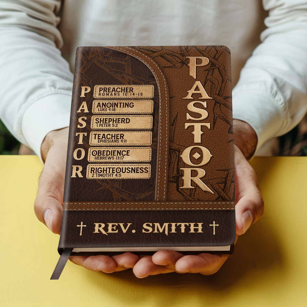 Faith-Inspired - Personalized Leather Notebook for Pastor GMJSNB200058