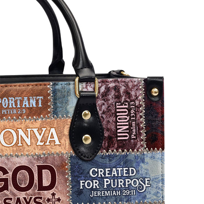God Says I Am - Personalized Leather Handbag - Faith Inspirational Gift for Women GMJSLB200004