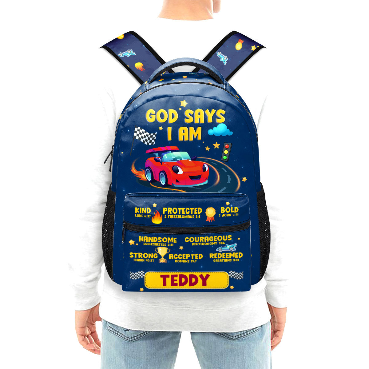 God Says I Am - Personalized Backpack - Christian Gift for Son