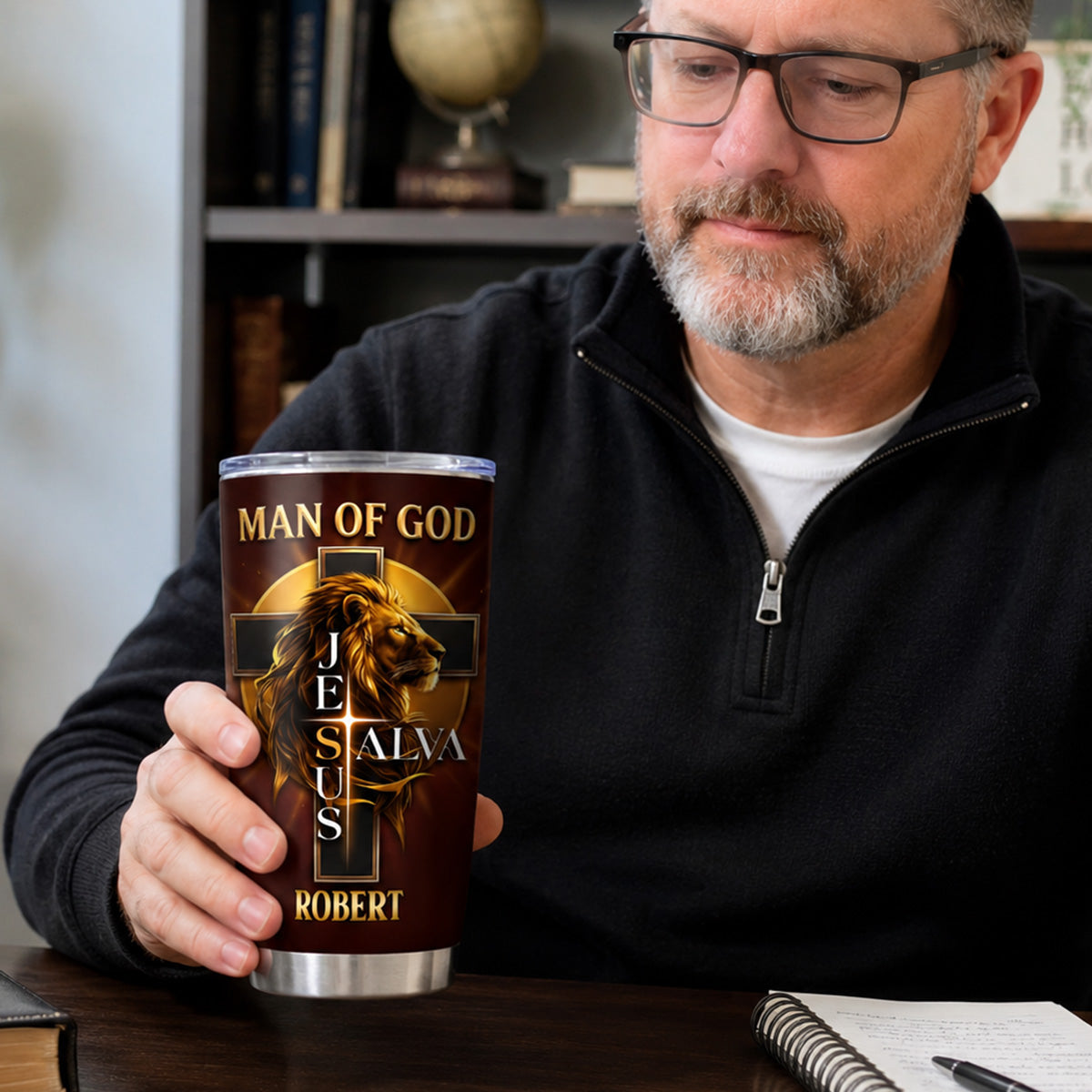 Man of God - Personalized Stainless Steel Tumbler - Christian Faith Gift for Him