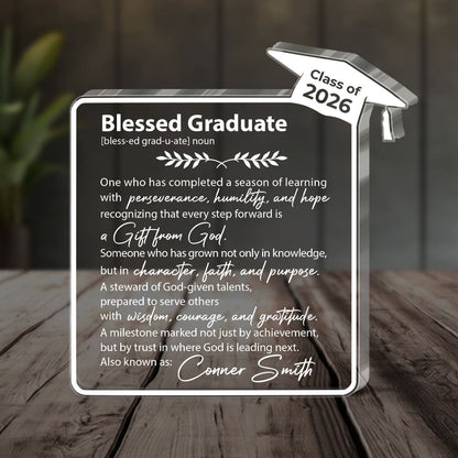 Faith-Inspired Graduation Keepsake - Personalized Acrylic Plaque GAPJS10096