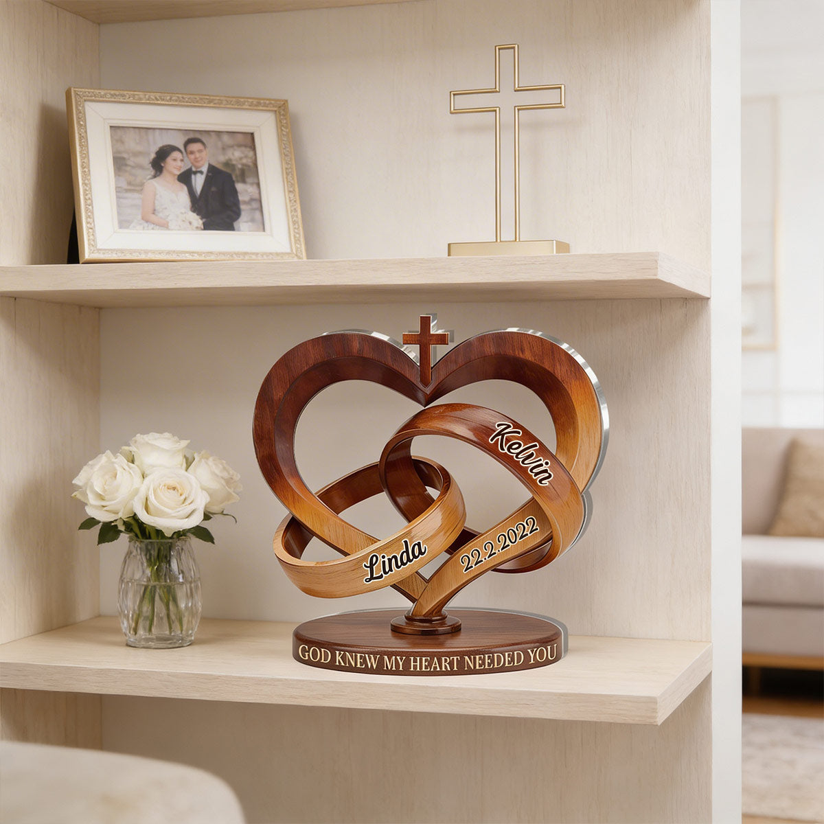 God Knew My Heart Needed You - Personalized Acrylic Plaque GAPJS10011