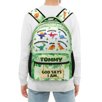 God Says I Am - Personalized Backpack - Christian Gift for Son