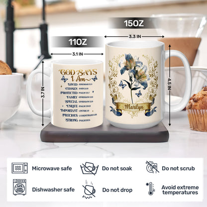 God Says I Am - Personalized Ceramic Coffee Mug