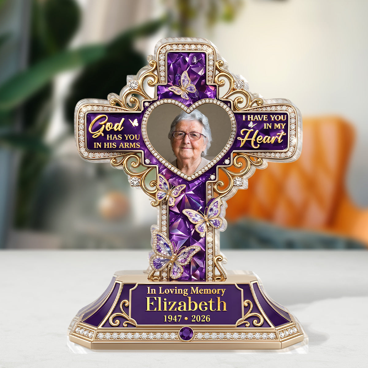 God Has You In His Arms - Personalized Acrylic Plaque GAPJS10017