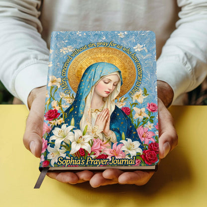 Our Lady Of Grace And Roses - Personalized Leather Cover Notebook GMJSNB200001