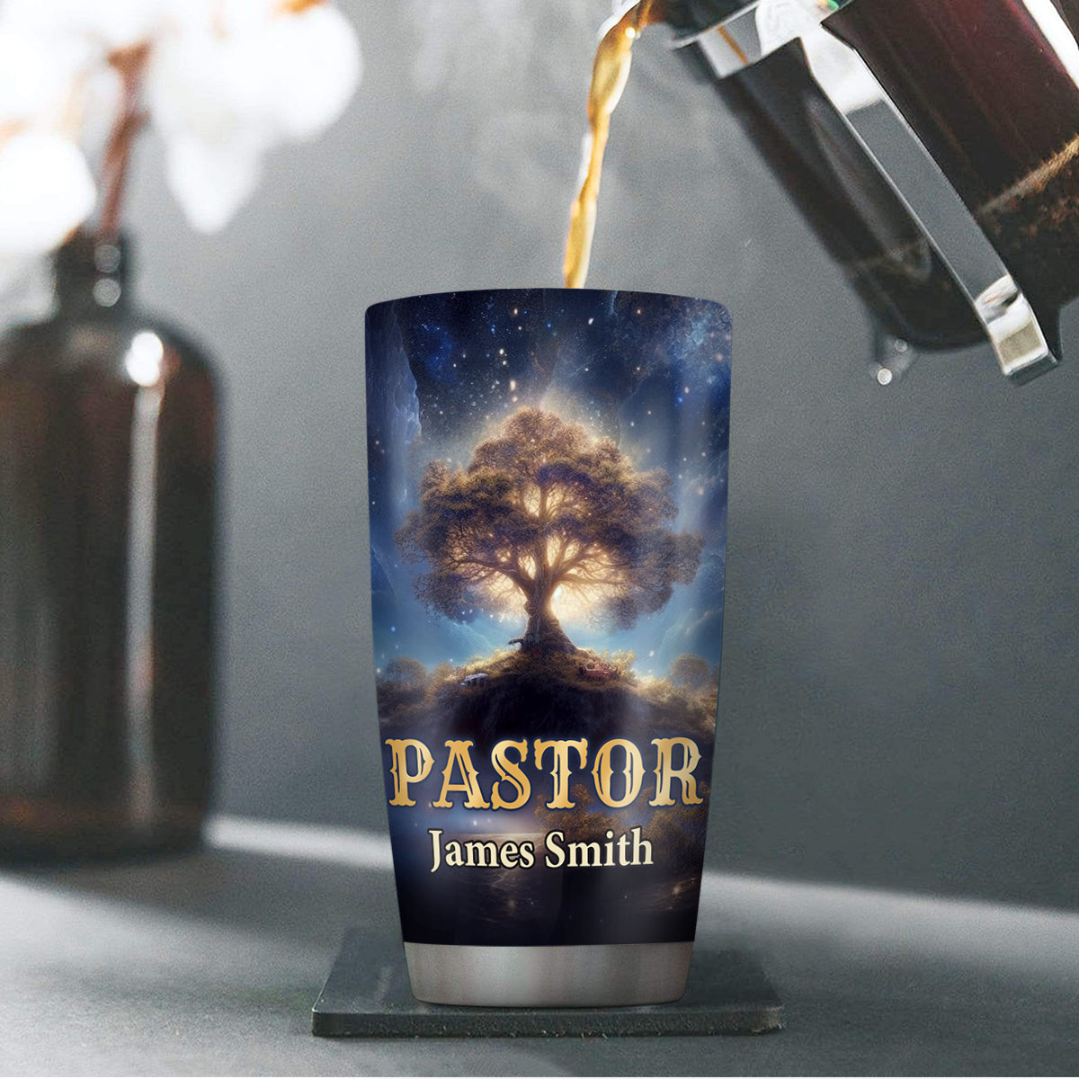 Faith-Inspired Gift for Pastor - Personalized Stainless Steel Tumbler