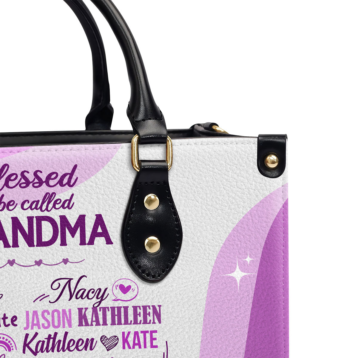 Blessed To Be Called Grandma - Personalized Leather Handbag GMJSLB200094