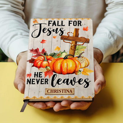 Fall For Jesus - Personalized Leather Notebook GMJSNB200054