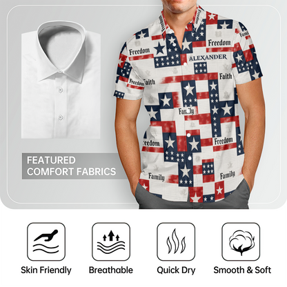 Faith Family Freedom - Personalized Hawaiian Shirt - Gift For Men