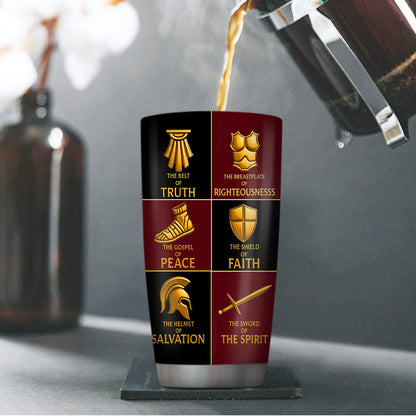 Armor Of God - Personalized Stainless Steel Tumbler - Faith Gift for Men