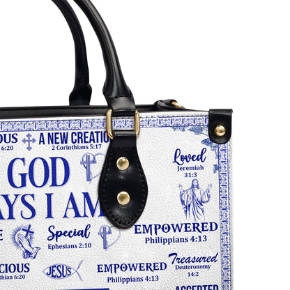 God Says I Am - Personalized Leather Handbag GMJSLB200084