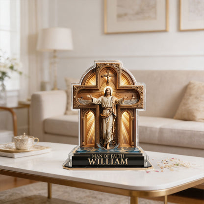 Man Of Faith - Personalized Acrylic Plaque - Christian Home Decor GAPJS10046