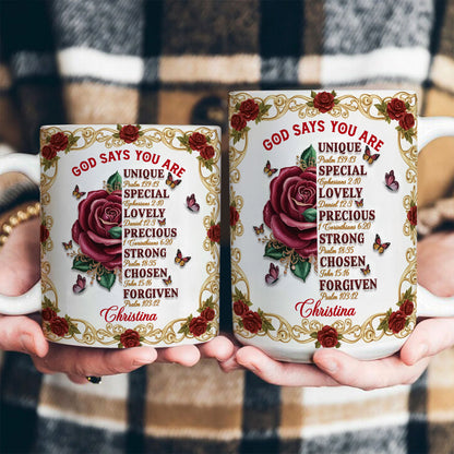 God Says You Are - Personalized Ceramic Coffee Mug
