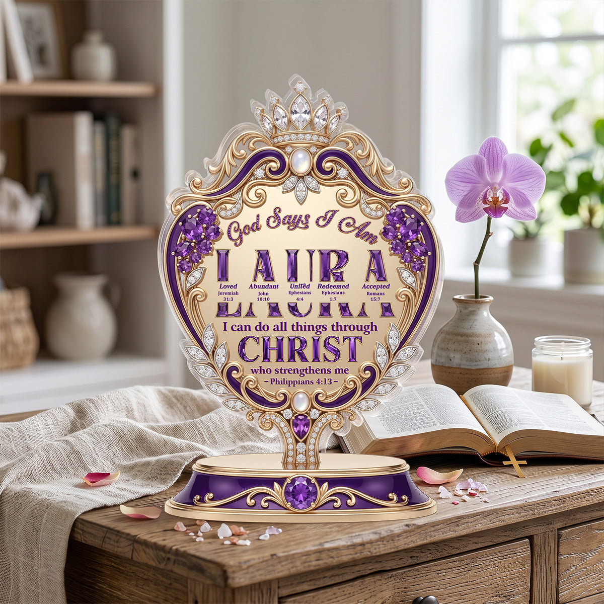 God Says I Am - Custom Shaped Acrylic Plaque - Christian Faith Decor GAPJS10014