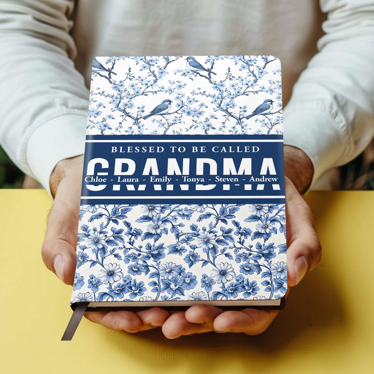 Family in Toile De Jouy - Personalized Leather Cover Notebook GMJSNB200061