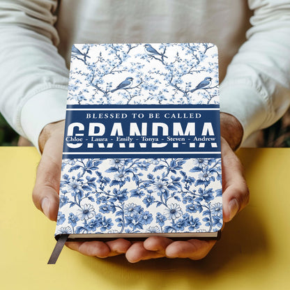 Family in Toile De Jouy - Personalized Leather Cover Notebook GMJSNB200061