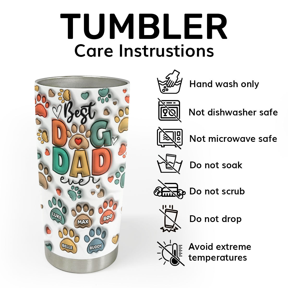 Best Dog Dad Ever - Personalized Stainless Steel Tumbler