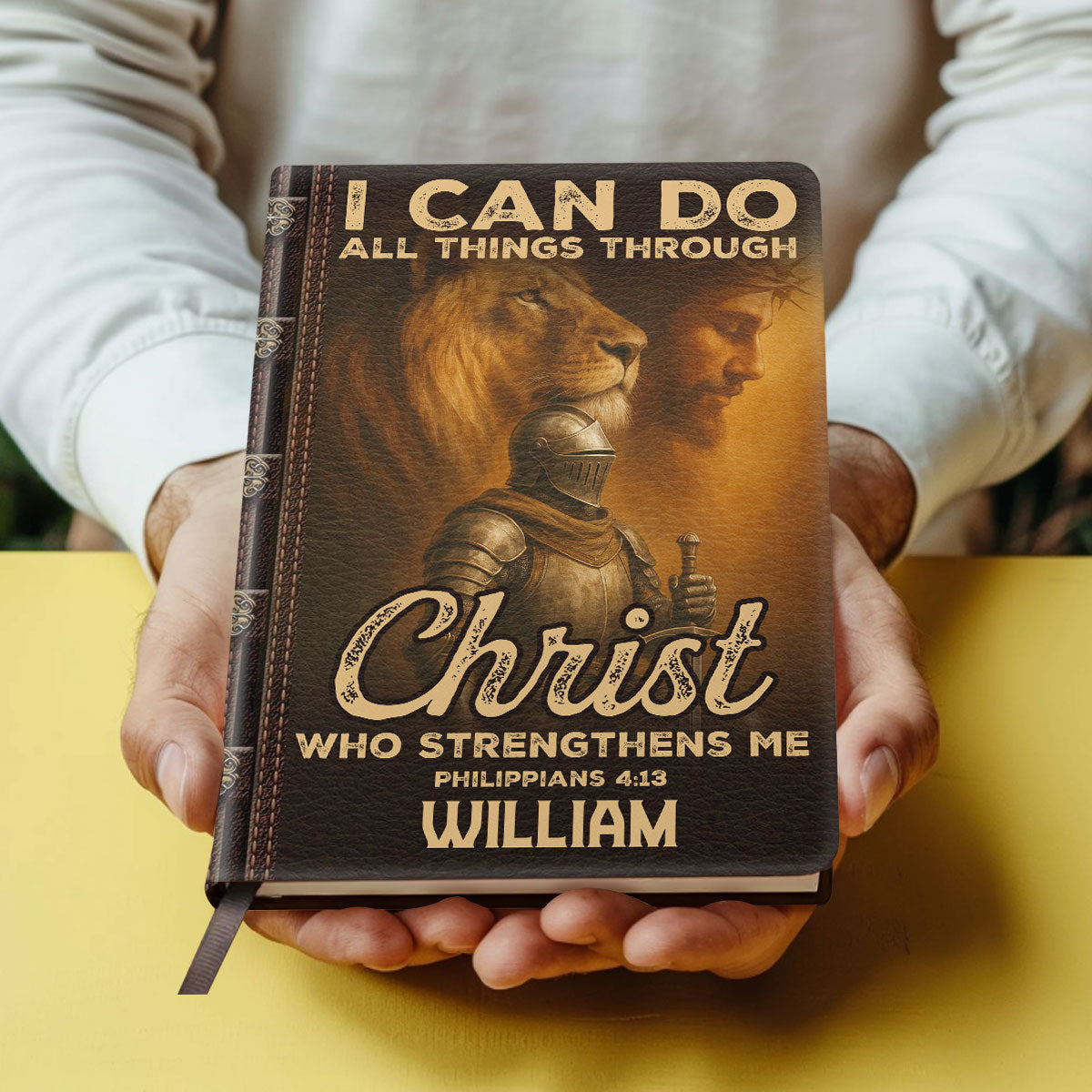 I Can Do All Things Through Christ - Personalized Leather Notebook GMJSNB200064