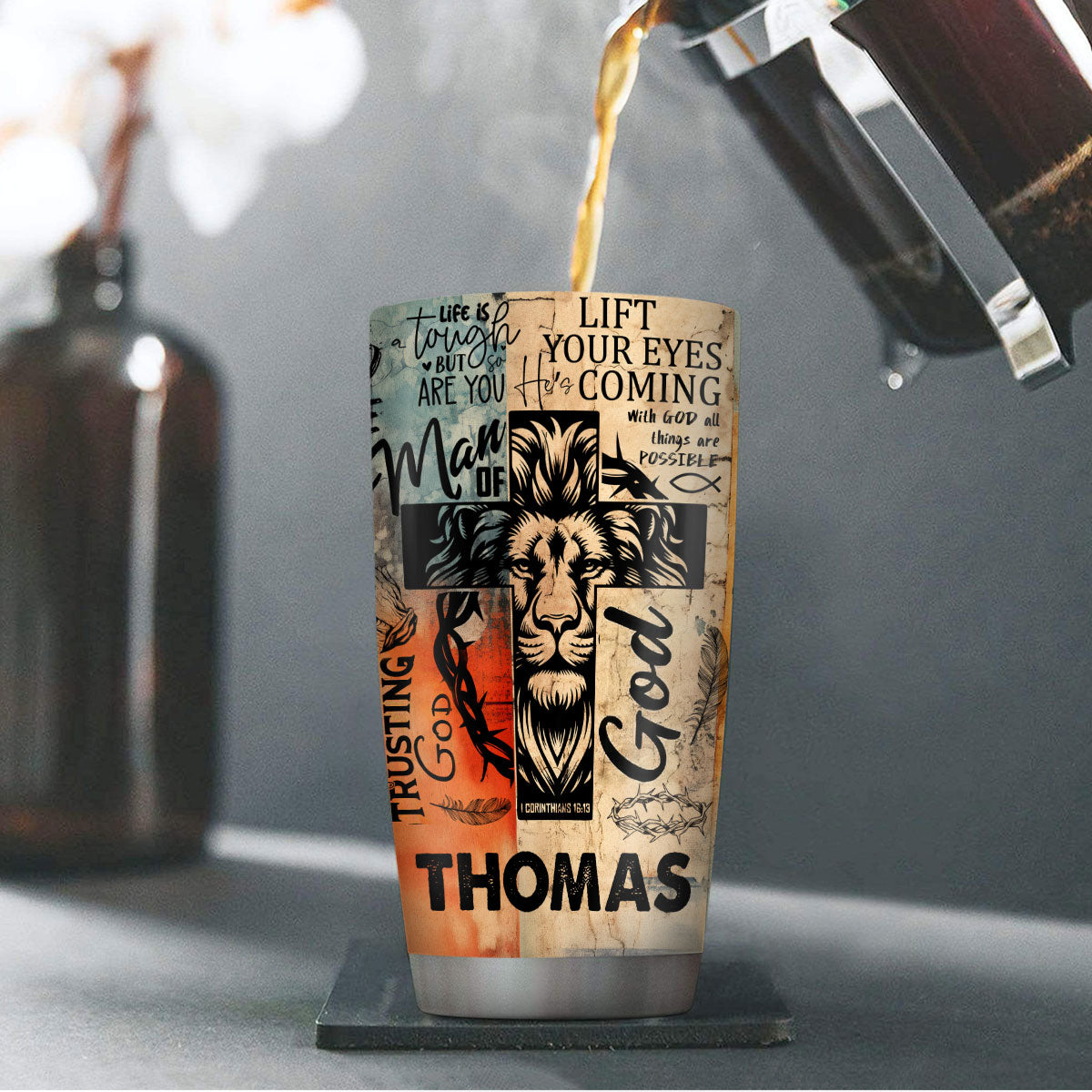Man Of God Faith - Personalized Stainless Steel Tumbler