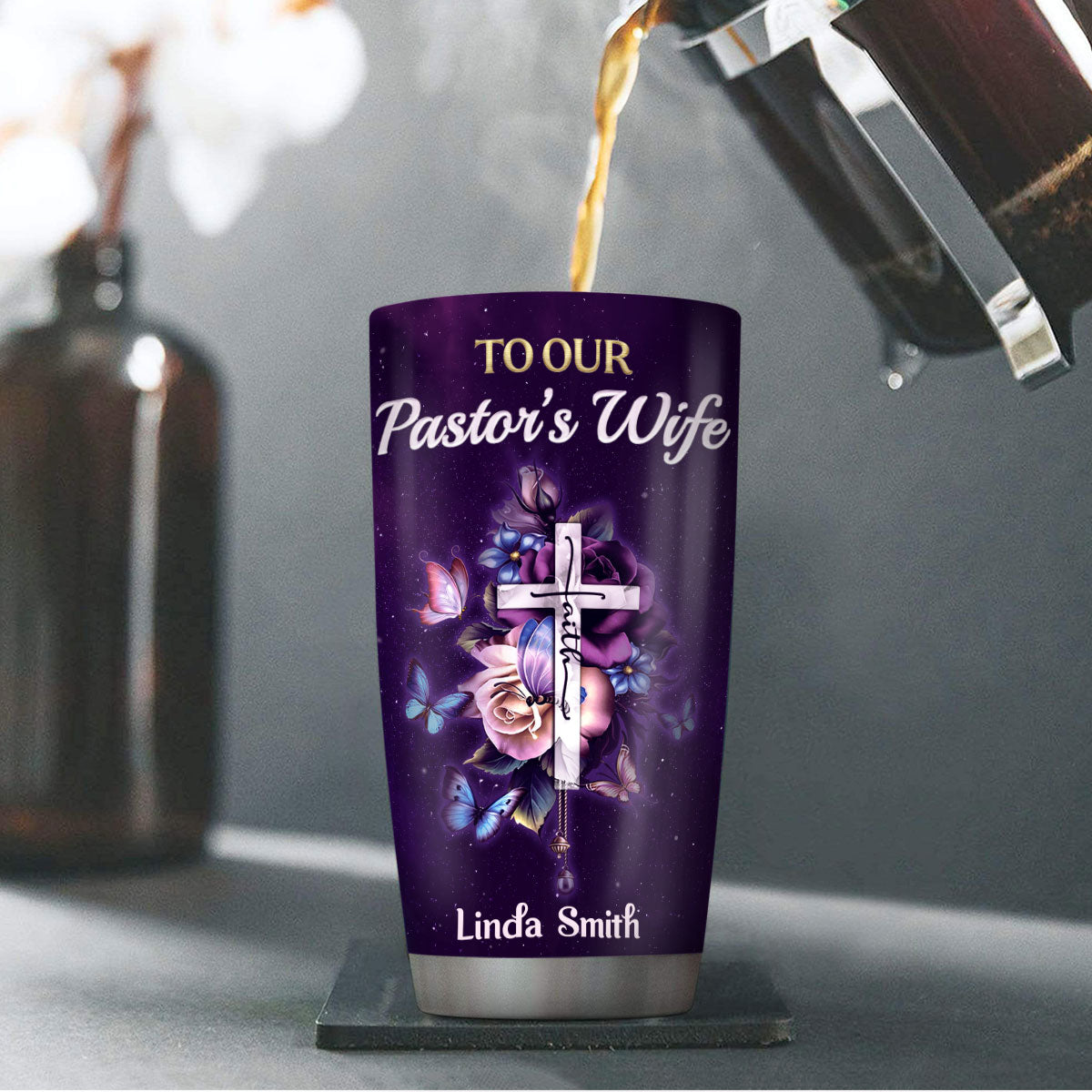Faith-Inspired Stainless Steel Tumbler - Personalized Gift for Pastor's Wife