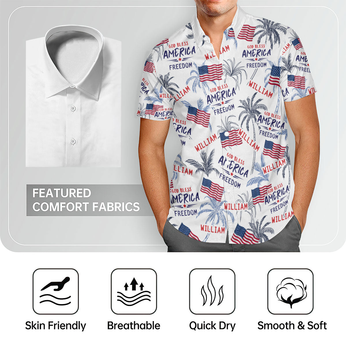 God Bless America - Personalized Hawaiian Shirt - Gift for Him
