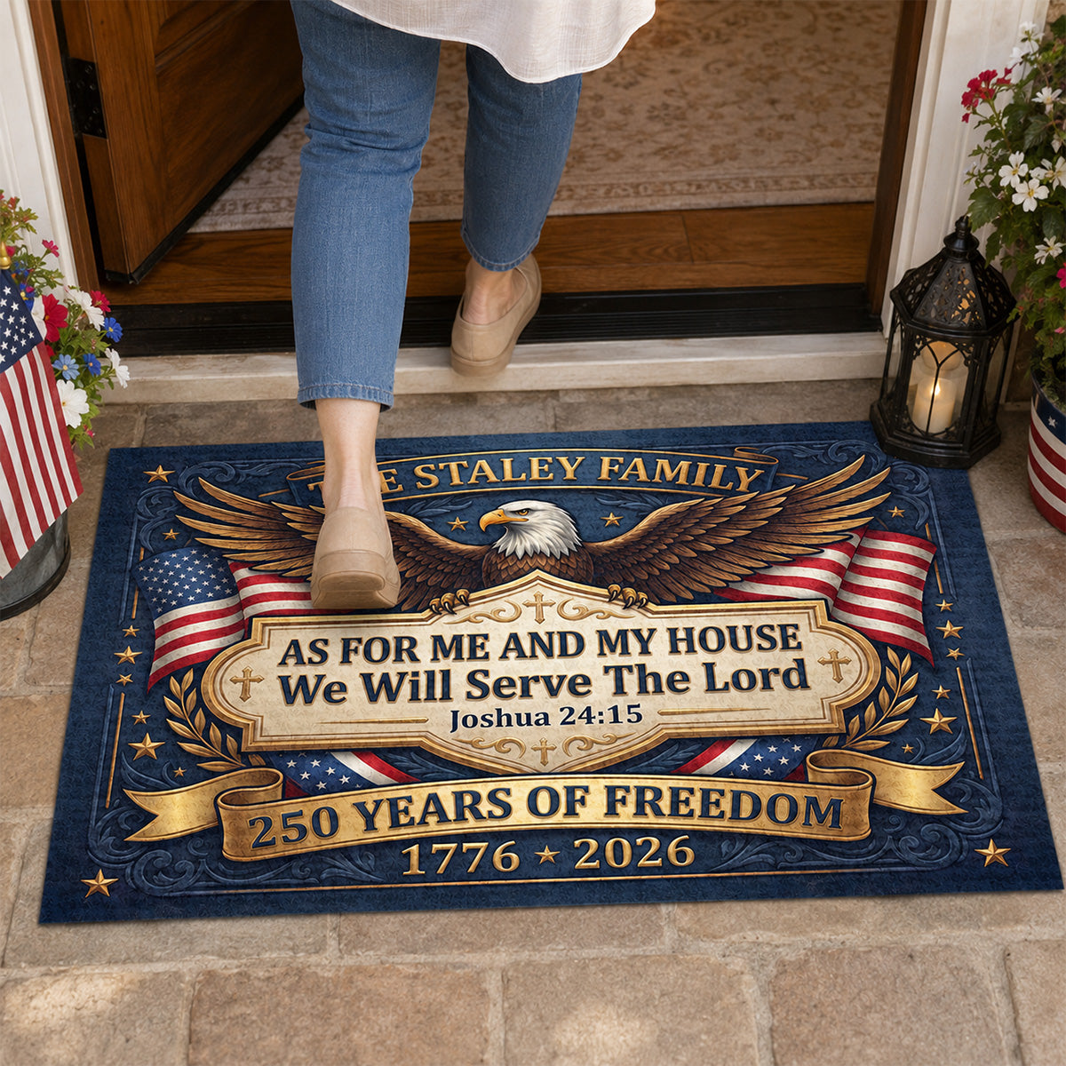 We Will Serve The Lord - Personalized Doormat - Christian Faith Home Decor GDMJS10003