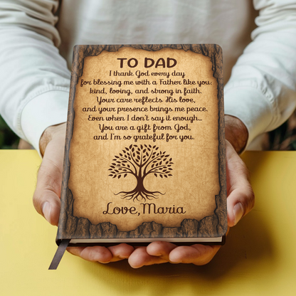 Gift For Dad - You Are A Gift From God - Personalized Leather Cover Notebook Custom Name Faith Keepsake GMJSNB200091
