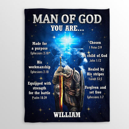 Man Of God - Gift for Dad - Personalized Fleece Blanket GBJS10021